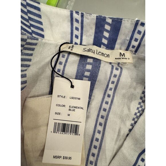 🍋 Salty Lemon Blue & White Dress NWT • Size M • Fresh Summer Style ✨ - Picture 6 of 6